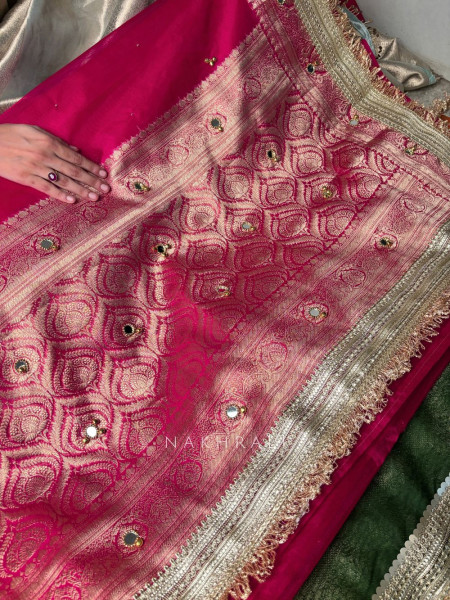 Begum-e-Aftab Magenta Tissue Organza Silk Saree