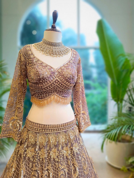 Twilight Bloom Lavender Embroidered Bridal Lehenga
