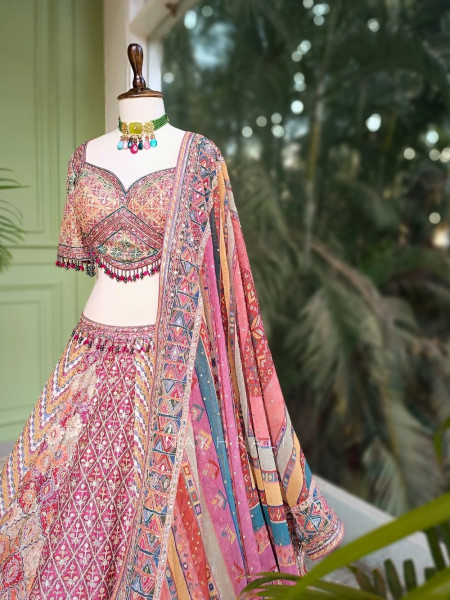 Arnika Pink Lehenga Set with Intricate Embroidery