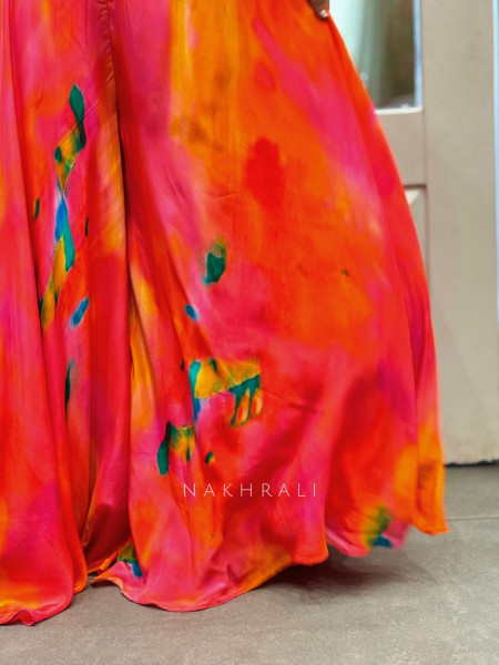 Zeva Multicolor Indo-Western Set with Stone & Bead Work