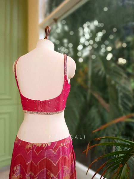 Anaya Magenta Palazzo Set with Mirror & Cut Dana Work