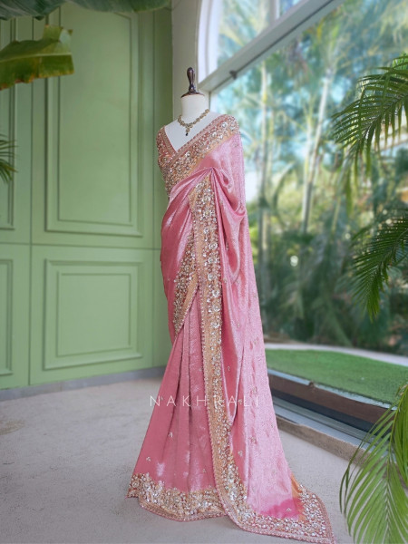 Lumessa Pink Saree with Running Blouse Piece