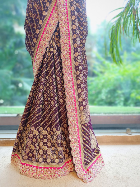Pranika Maroon Georgette Saree with Running Blouse Piece