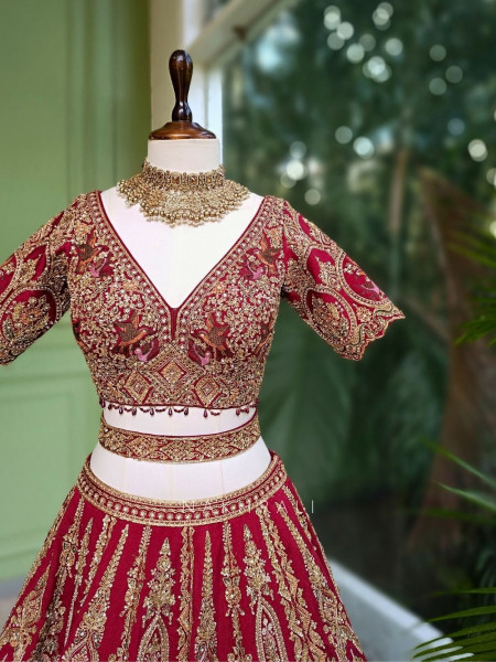 Rajvanshi Red Heritage Bridal Lehenga with Zari and Resham Work