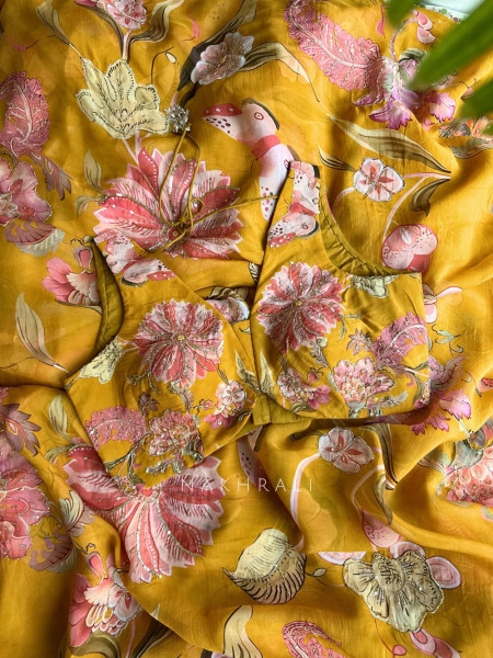 Dahlia Yellow Organza Saree with Sequin and Cut Dana Work