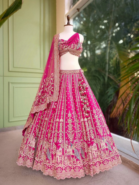 Ridhima Magenta Bridal Lehenga with Zari Sequin and Beads Work