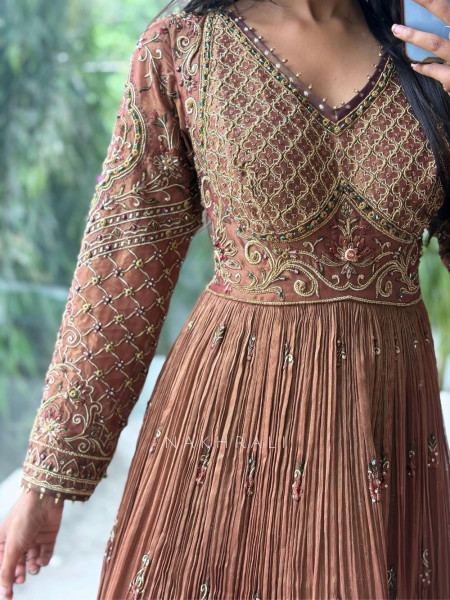Zeenat Brown Anarkali Suit Set