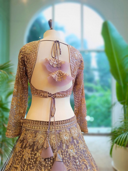 Twilight Bloom Lavender Embroidered Bridal Lehenga