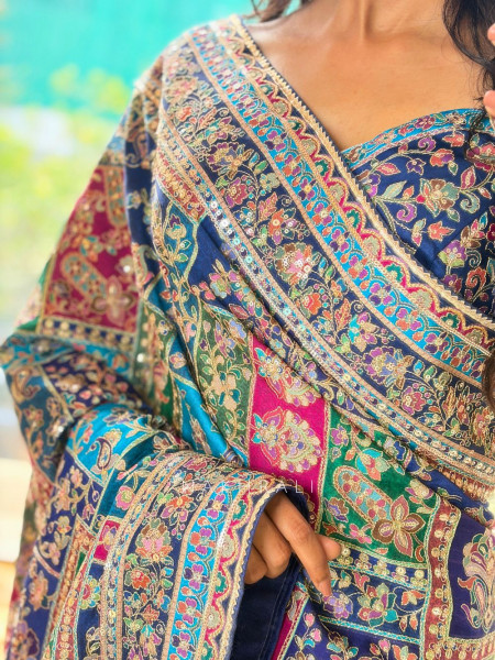 Vrishti Blue Saree with Sequin and Zari Work