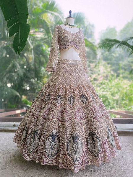 Mridika Brown Net Lehenga Set with Cut Dana Sequin Work