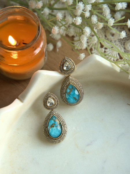 Elara Mosaic Azure Blue Teardrop Earrings