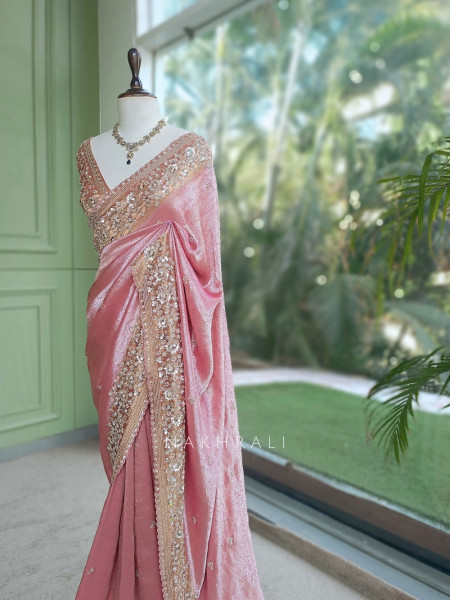 Lumessa Pink Saree with Running Blouse Piece