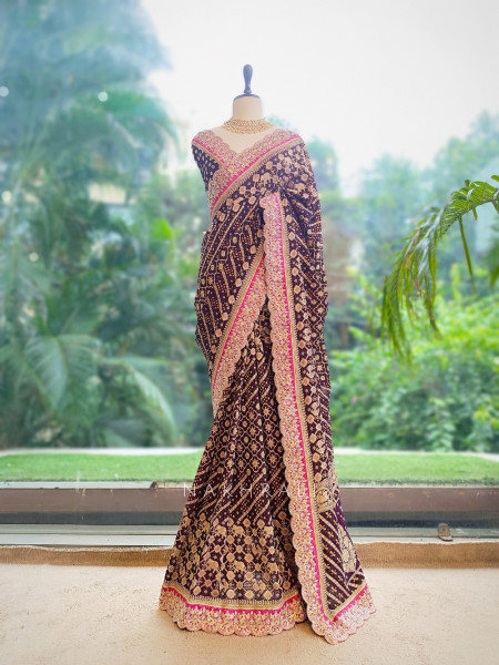 Pranika Maroon Georgette Saree with Running Blouse Piece