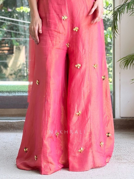 Pallavika Gajari Raw Silk Indo-Western Plazo Set