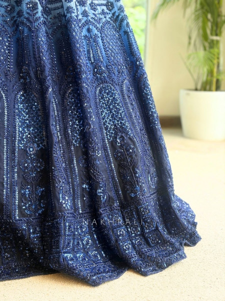 Indigo Glace Blue Lehenga Set
