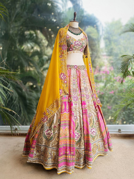 Pranaya Multi Silk Lehenga Set with Embroidery & Sequin Work