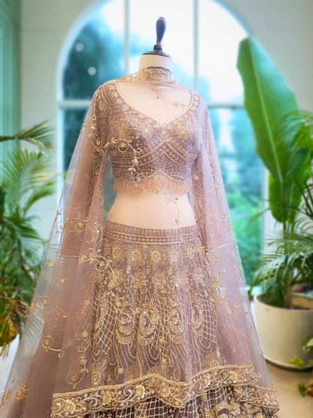 Twilight Bloom Lavender Embroidered Bridal Lehenga