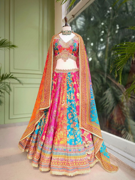 Rangreza Multicolor Lehenga with Intricate Embroidery Work