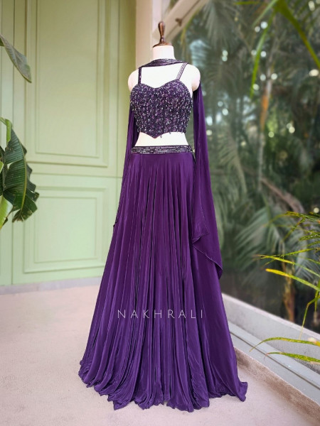 Meadow Purple  Lehenga Set with Beads and Sequin Work