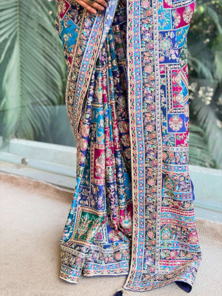 Vrishti Blue Saree with Sequin and Zari Work