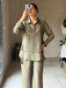 Nyra Olive Tissue Indo-Western Layered Palazzo Set