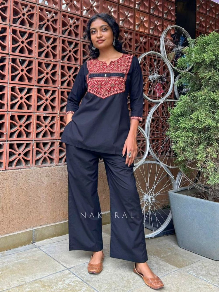 Image of Tulip Black Cotton Co-ord Set