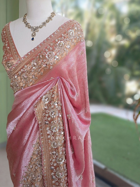 Lumessa Pink Saree with Running Blouse Piece