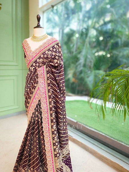 Pranika Maroon Georgette Saree with Running Blouse Piece