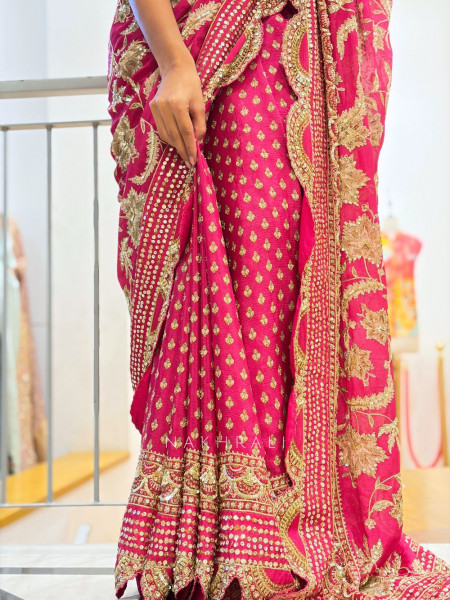 Dark Dazzle Magenta Saree with Sequin Embroidered Blouse