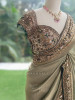 Lustre Trellis Sage Green Tissue Silk Saree with Readymade Blouse