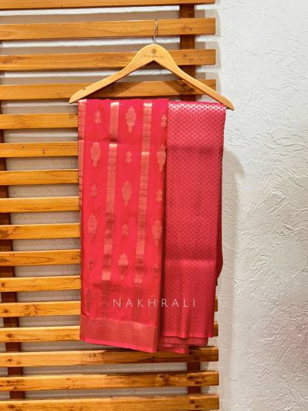 Riva Red Zari Thread Work Dress Material