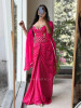 Artifact Magenta Indo-Western Corset Crop Top &amp; Pre-Draped Skirt