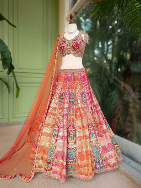 Kalakriti Multicolor Lehenga with Traditional Motif Work