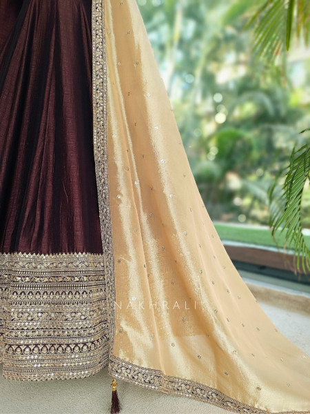 Nikhar  Royale Deep Brown Anarkali Suit Set