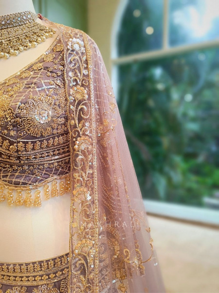 Twilight Bloom Lavender Embroidered Bridal Lehenga
