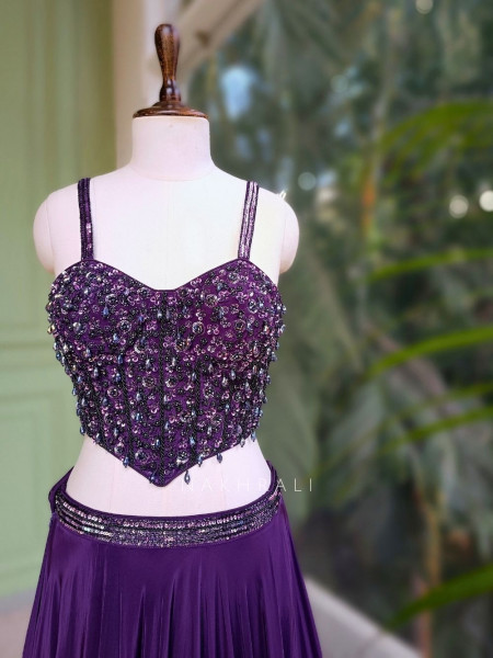 Meadow Purple  Lehenga Set with Beads and Sequin Work