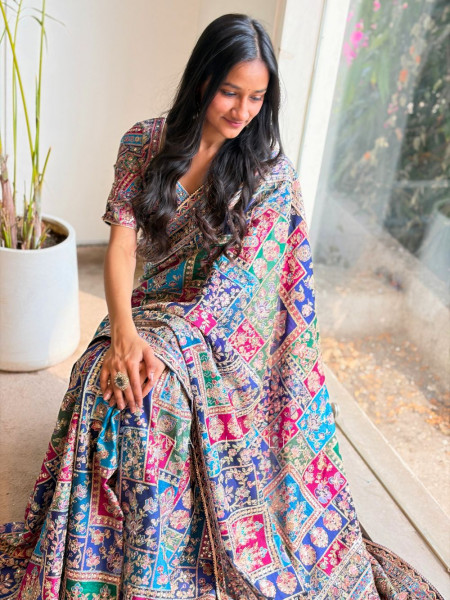 Vrishti Blue Saree with Sequin and Zari Work