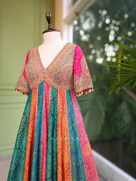 Rangini Multicolor Anarkali Suit Set with Zari and Sequin Work