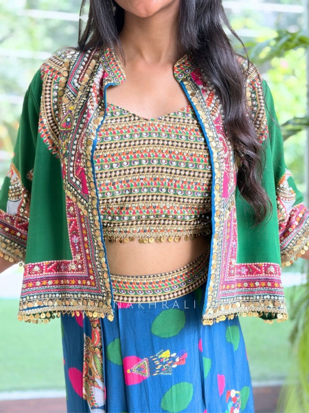 Boho-Chic Polka Dhoti Skirt Set
