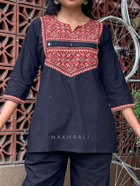 Tulip Black Cotton Co-ord Set