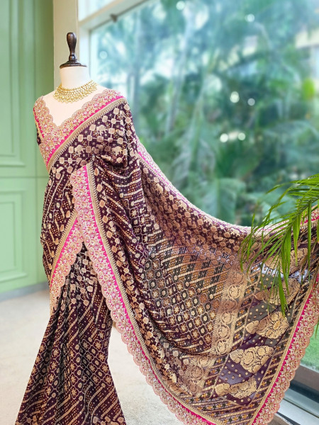 Pranika Maroon Georgette Saree with Running Blouse Piece