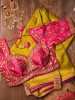 Mrignayani Green Saree with Embroidered Blouse &amp; Brocade Weave