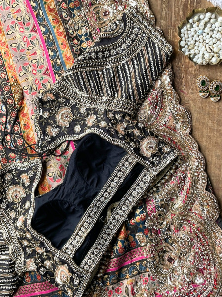 Sitara-e-Dusk  Apple-Cut Black Blouse Saree Set
