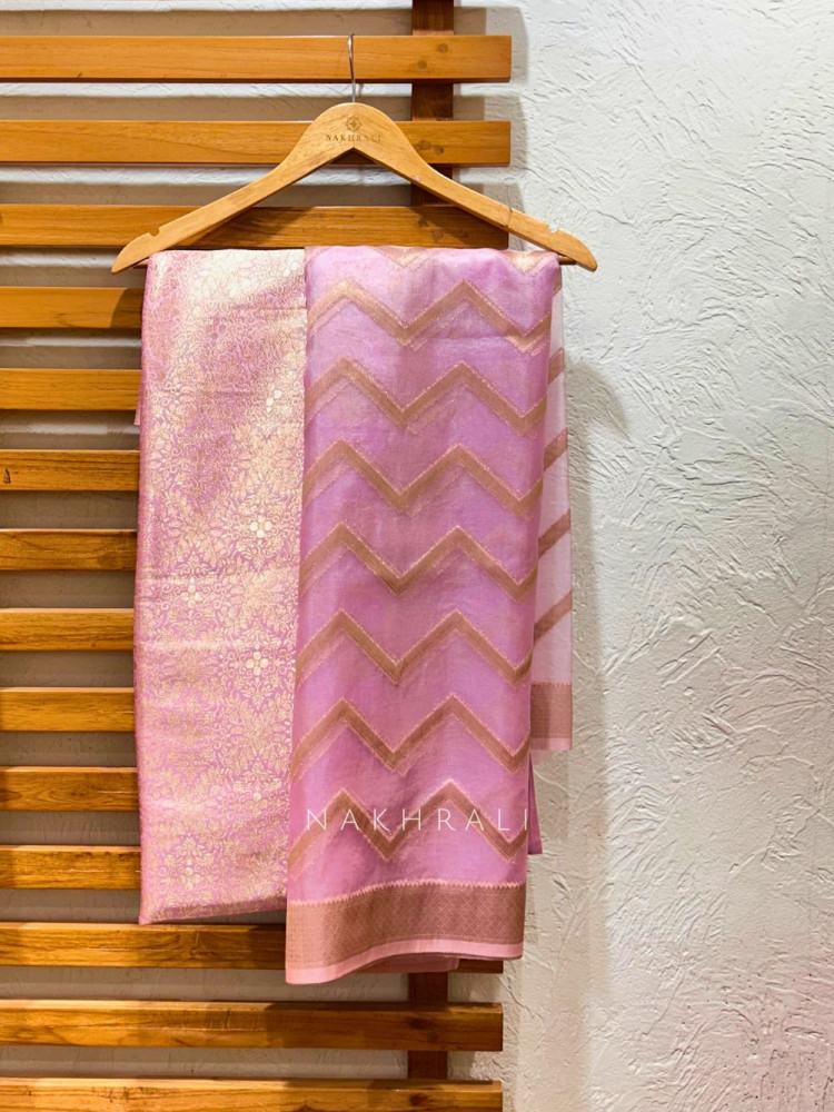 Image of Zivara Lilac Zari Work Dress Material