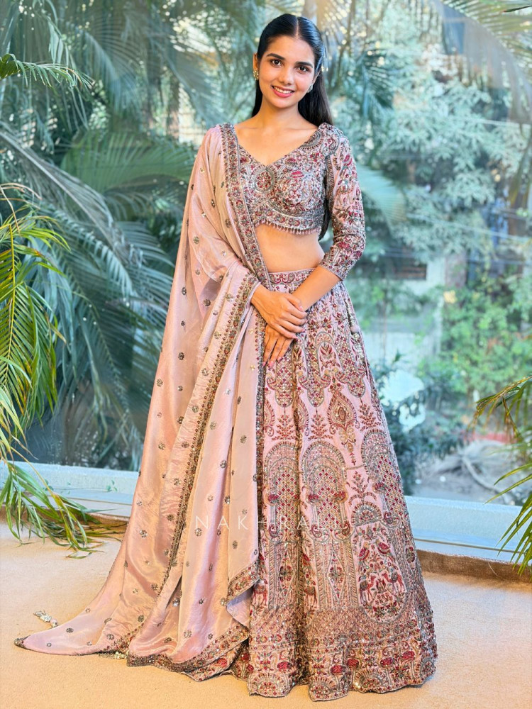 Image of Mridula Lilac Embroidered Lehenga with Sequin and Cut Dana Work