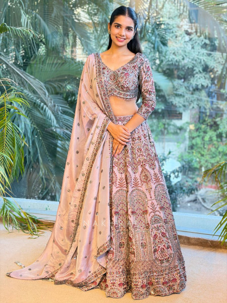 Mridula Lilac Embroidered Lehenga with Sequin and Cut Dana Work
