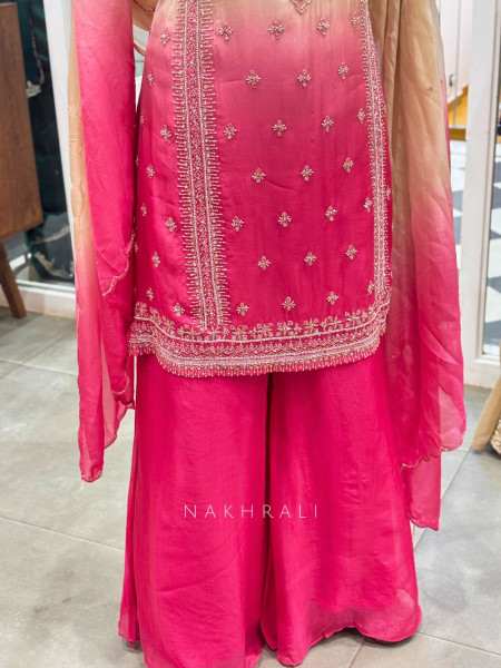 Noorvati Embroidered Silk Suit Set with Palazzo & Dupatta