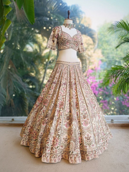 Heirloom Garden Thread Embroidered Lehenga Set