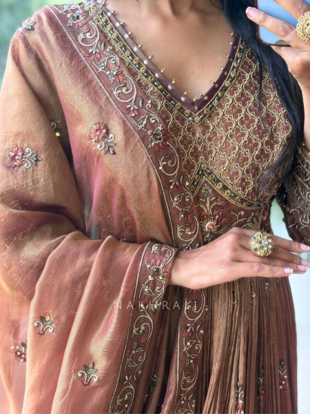 Zeenat Brown Anarkali Suit Set