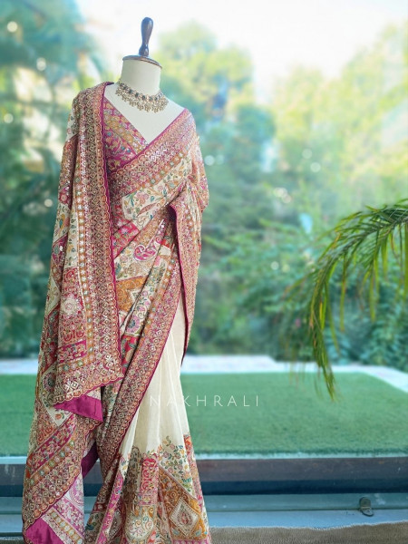Pichwai Concept Vibrant Yellow Satin Saree